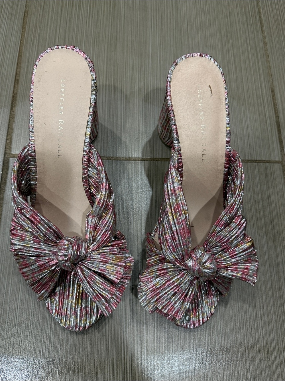 Loeffler Randall Pink Multicolor Knotted Mule Heels